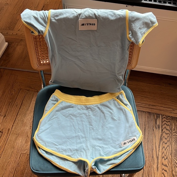 Limited edition Staud x New Balance yellow and blue athletic 2 piece SET - Picture 6 of 8